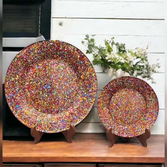 Hand Crafted Other - Confetti Dinner and Salad Plate Set